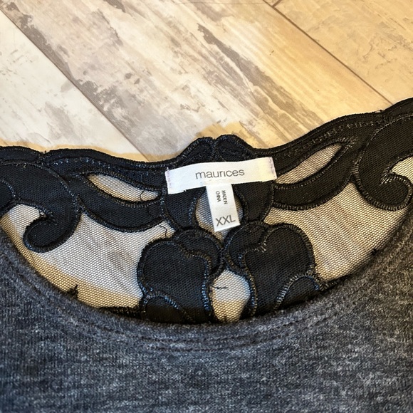 Maurices Gray Sweater With Bell Sleeves and Velvet Detailing - Picture 9 of 9